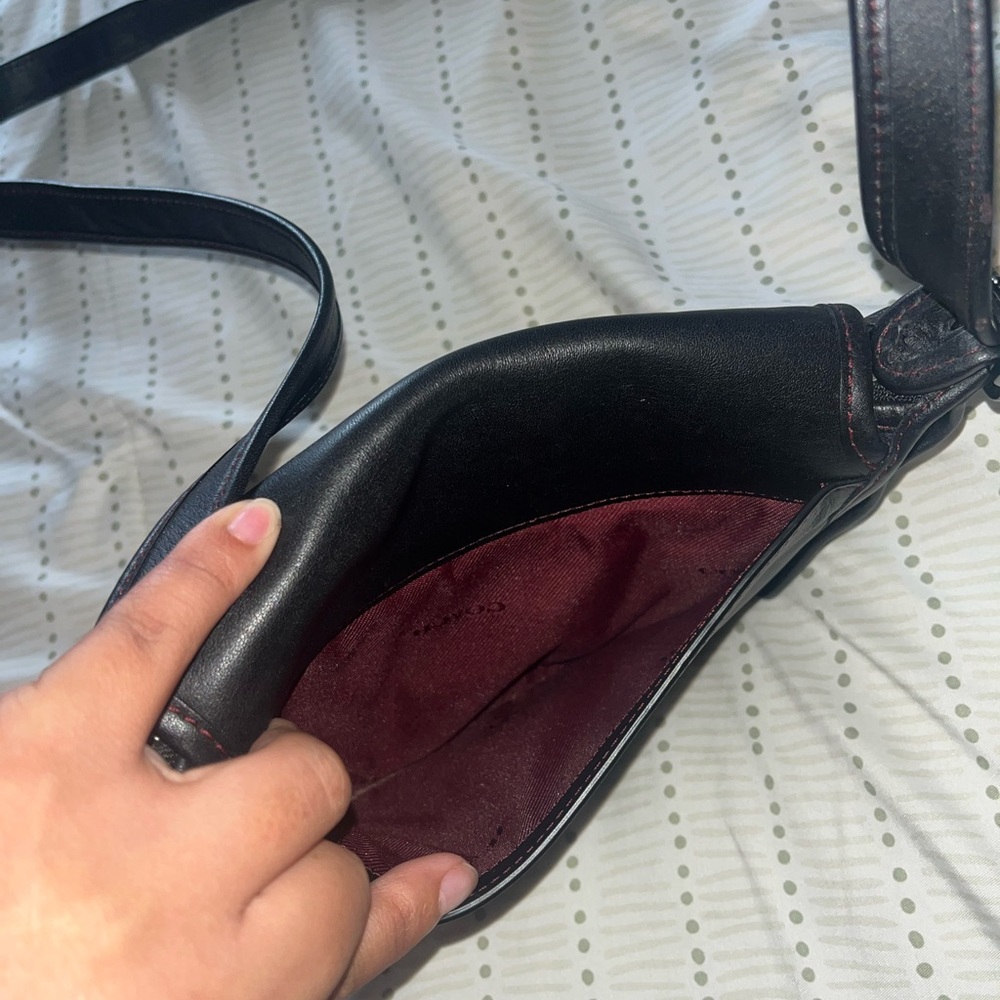 Coach Mini Black Leather Saddle Bag Reissue Crossbody Bag - Picture 4 of 8